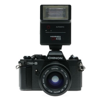 Chinon CM5 35mm Film SLR Camera Cosina 35-70 Macro Lens Hanimex Flash