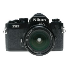 Nikon FM2 Black SLR Camera 1:3.5/28 Nikkor 1:2.5/105 Lenses Caps Filters