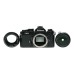 Nikon FM2 Black SLR Camera 1:3.5/28 Nikkor 1:2.5/105 Lenses Caps Filters