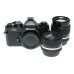 Nikon FM2 SLR Black Film Camera 1:2.8/28 Nikkor 1:2.5/105 Lenses Caps