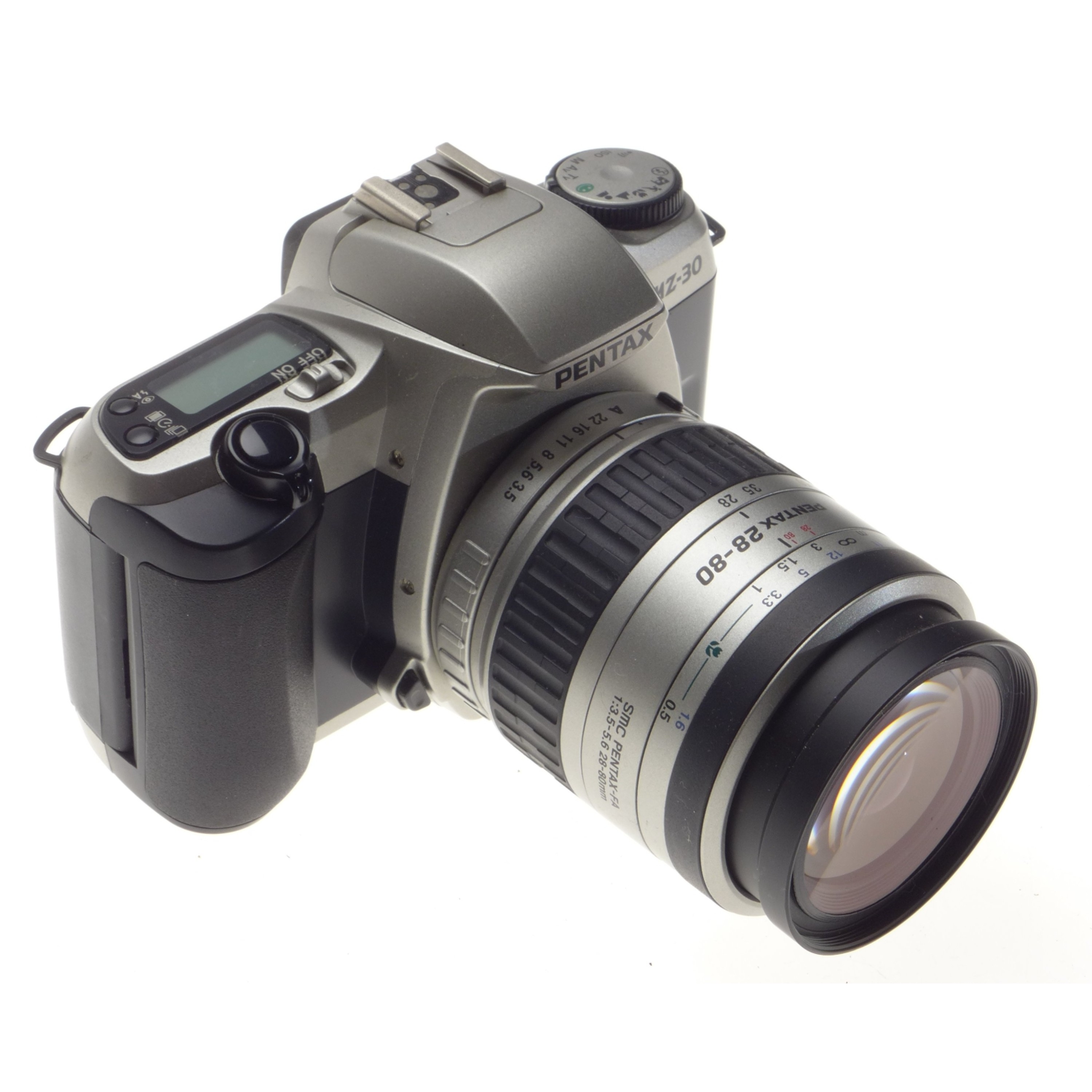 Pentax MZ-30 SLR film camera SMC Pentax FA 28-80mm Zoom lens cap