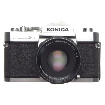 Autoreflex A3 Konica SLR film camera Hexanon AR F1.8 52mm Rare