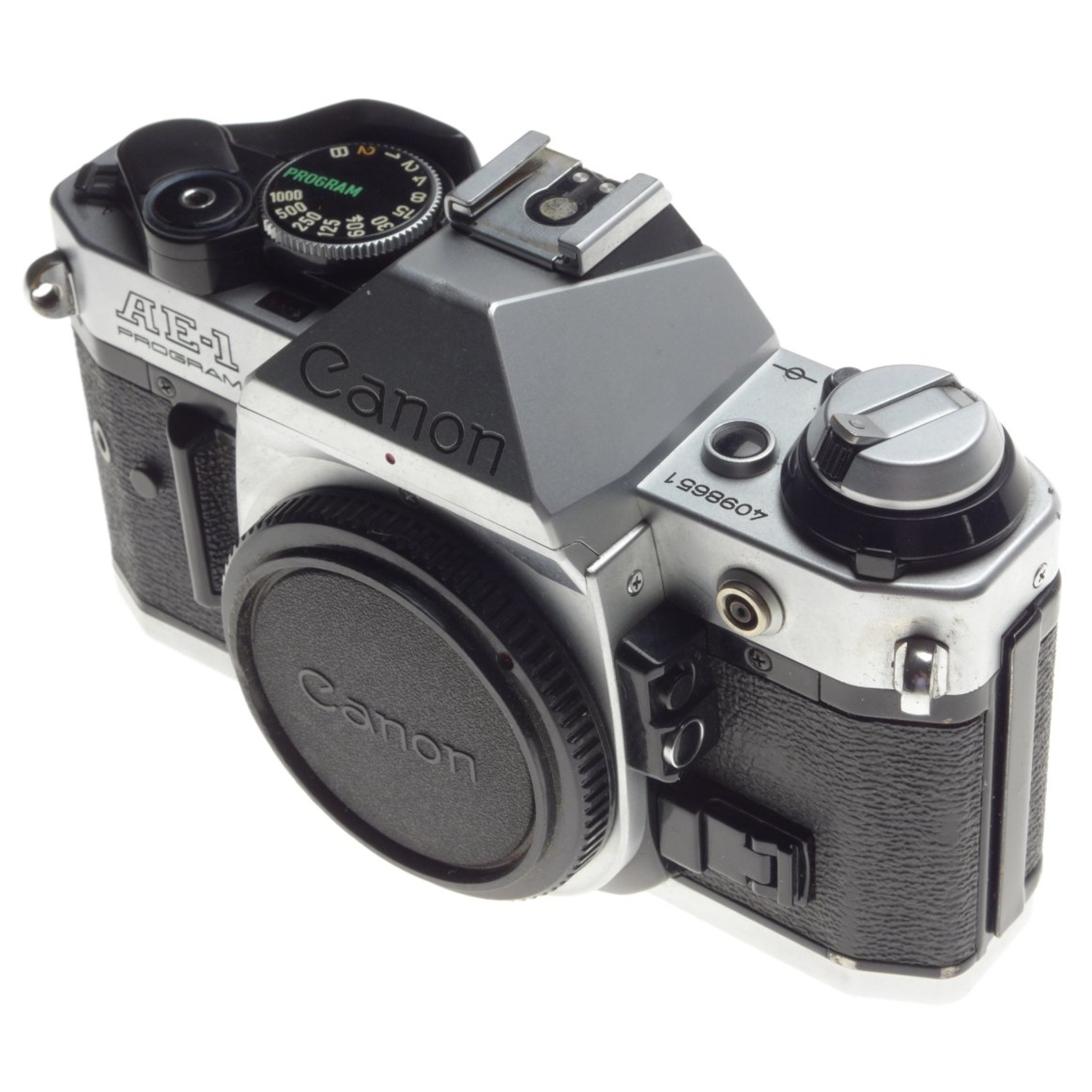 Canon AE-1 Program 35mm film camera SLR body only with body cap.