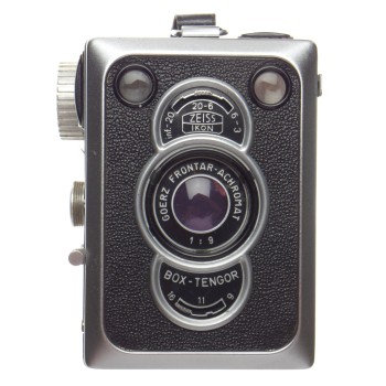 Mint Zeiss Ikon Tengor Box film vintage Camera Goertz Frontar case