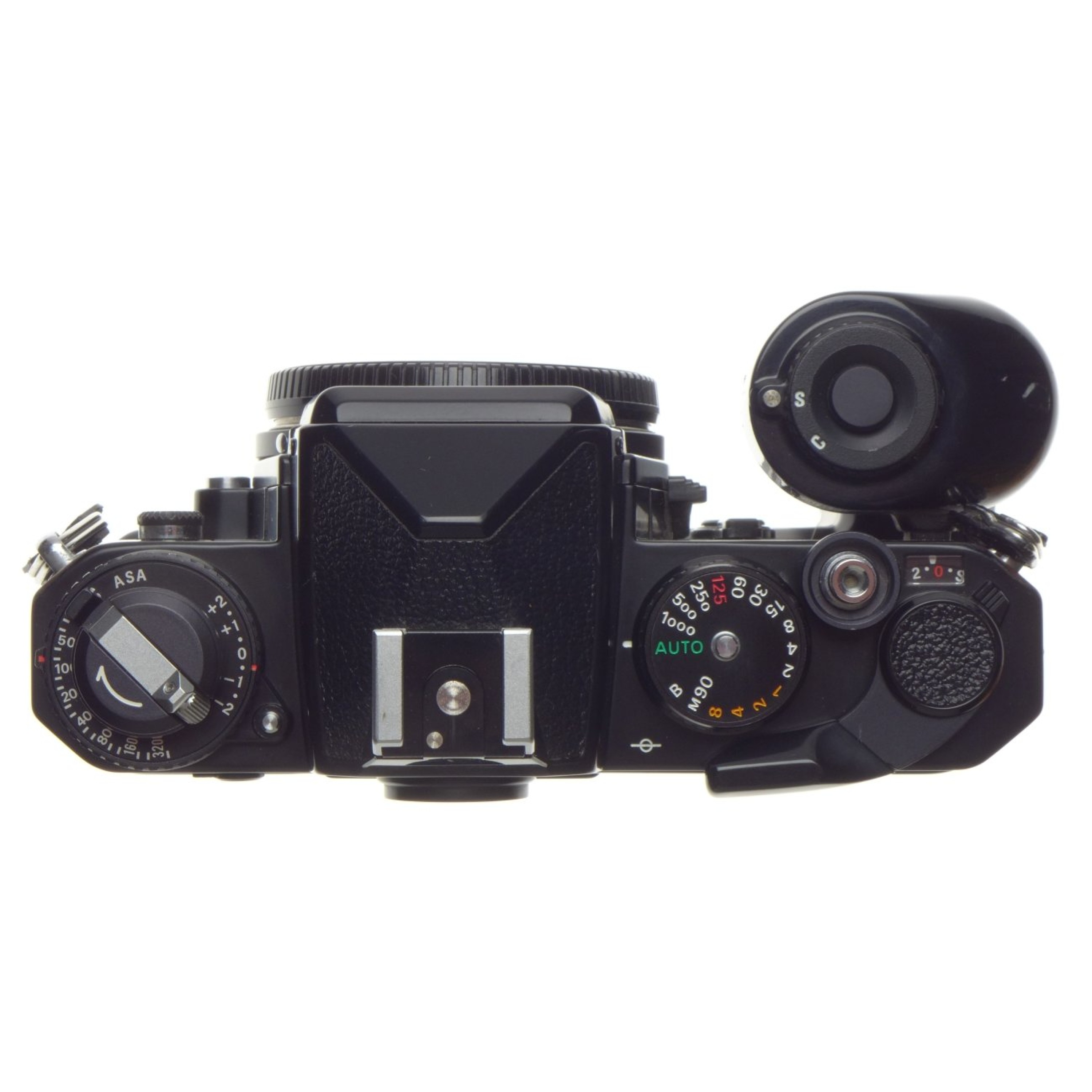 Black NIKON FE 35mm SLR classic film camera body with MD-12 motor