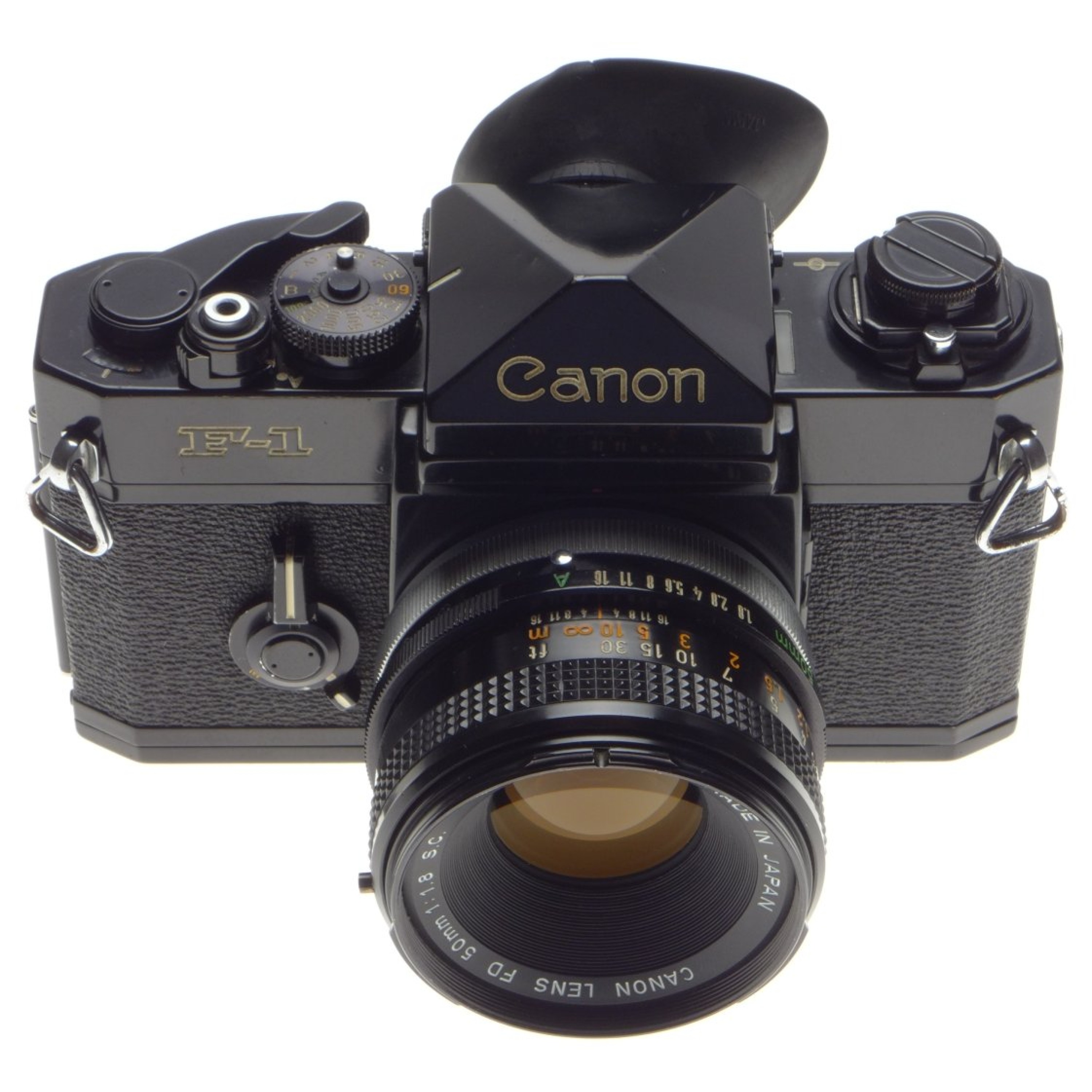 CANON F1 Black 35mm SLR vintage film camera FD 50mm 1:1.8 S.C hood