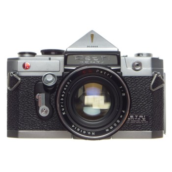 PETRI Penta 35mm SLR Vintage film camera 1:2 f=55mm KURIBAYASHI 2/55 case cap MINT-