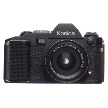 Konica FS-1 Vintage 35mm film camera Hexanon AR 28mm F3.5 SLR lens 3.5/28mm Wide