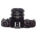 CANON A-1 black 35mm SLR film camera with FD 50 1:1.8 lens filter, strap and cap