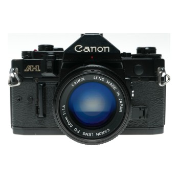 Canon A-1 Black 35mm Film SLR Camera FD 50mm 1:1.4 Filters Manual