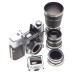 AGFA AMBIFLEX chrome 35mm vintage film camera set with 3 coated lenses prism finder