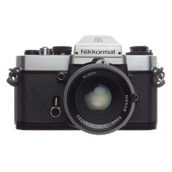 NIKKORMAT EL 35mm vintage film camera SLR 2/50 Nikon 50mm 1:2 lens