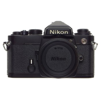 NIKON FE black SLR 35mm film camera vintage body case strap and cap