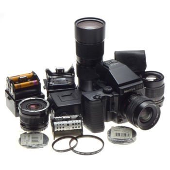 MAMIYA 645 SUPER Mega medium format camera kit grip, winder, prism, 3 lenses, converter, backs inserts