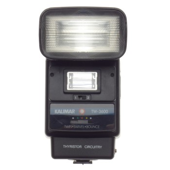 KALIMAR TW-3600 twin swivel bounce Thyristor circuitry vintage SLR camera flash fits hot shoe