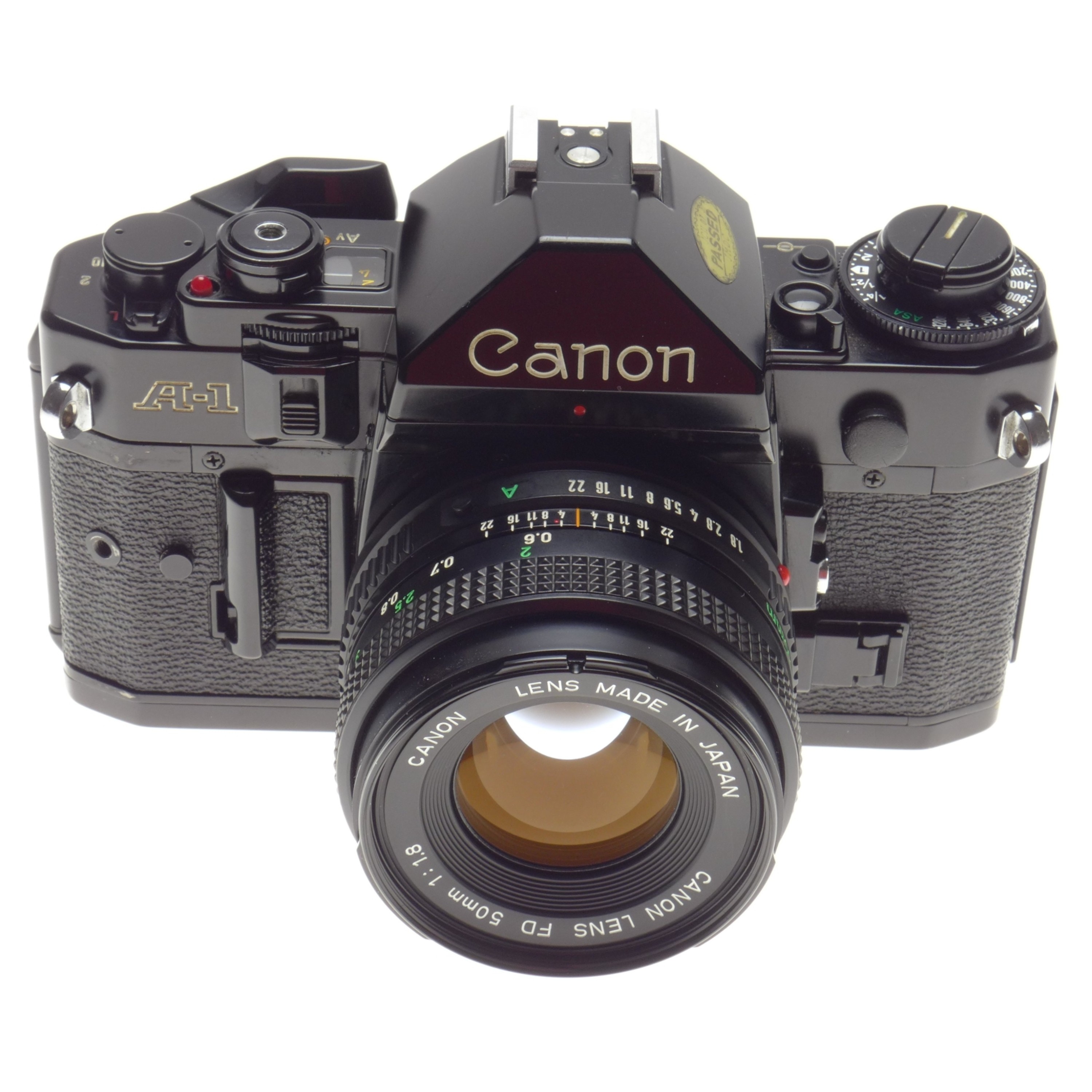 CANON A-1 Black 35mm SLR film camera with FD 1.8 f=50mm coated