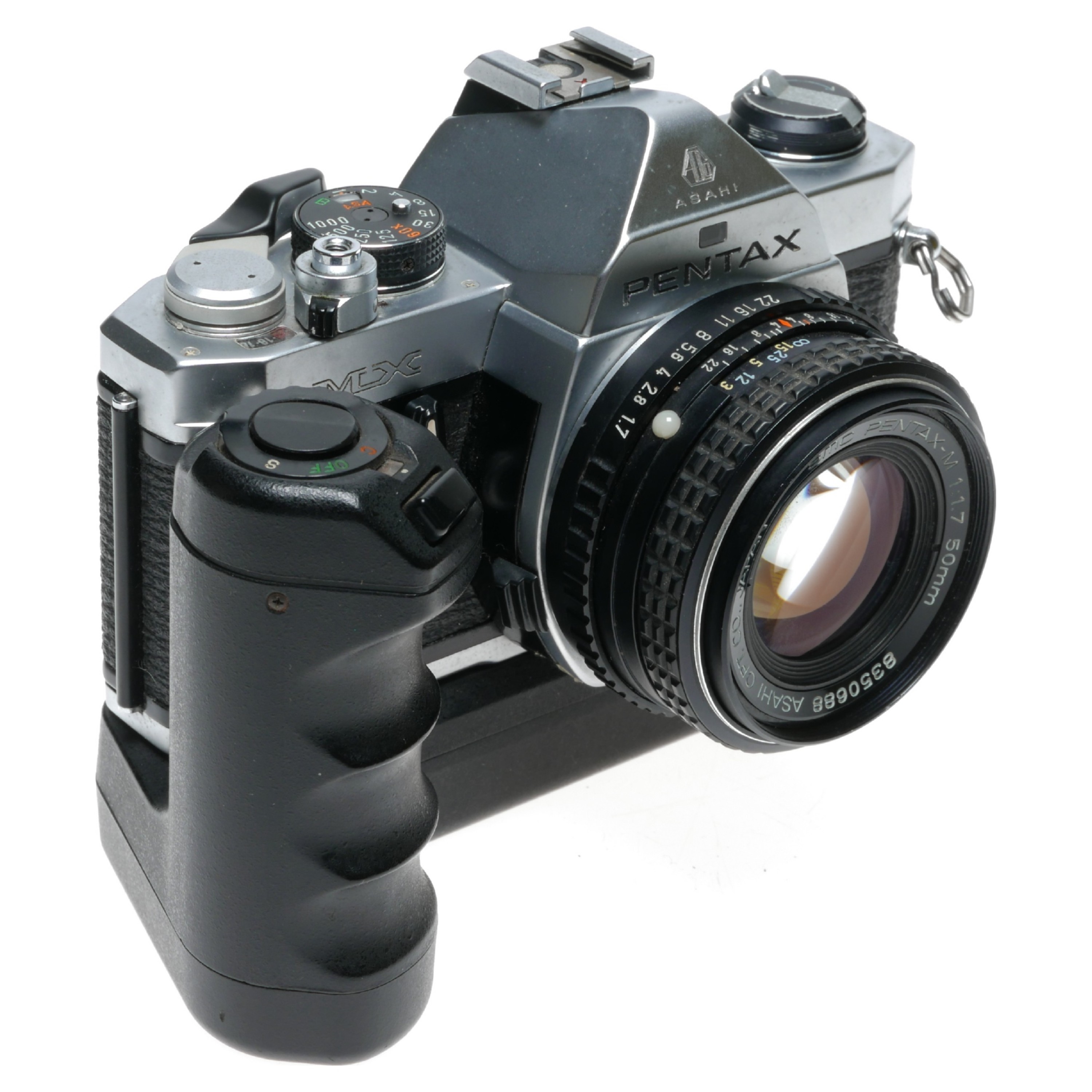 Pentax MX camera 35mm film grip motor SMC pentax-M 1.7/50mm