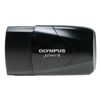 Black Olympus MJU-II compact antique 35mm film camera