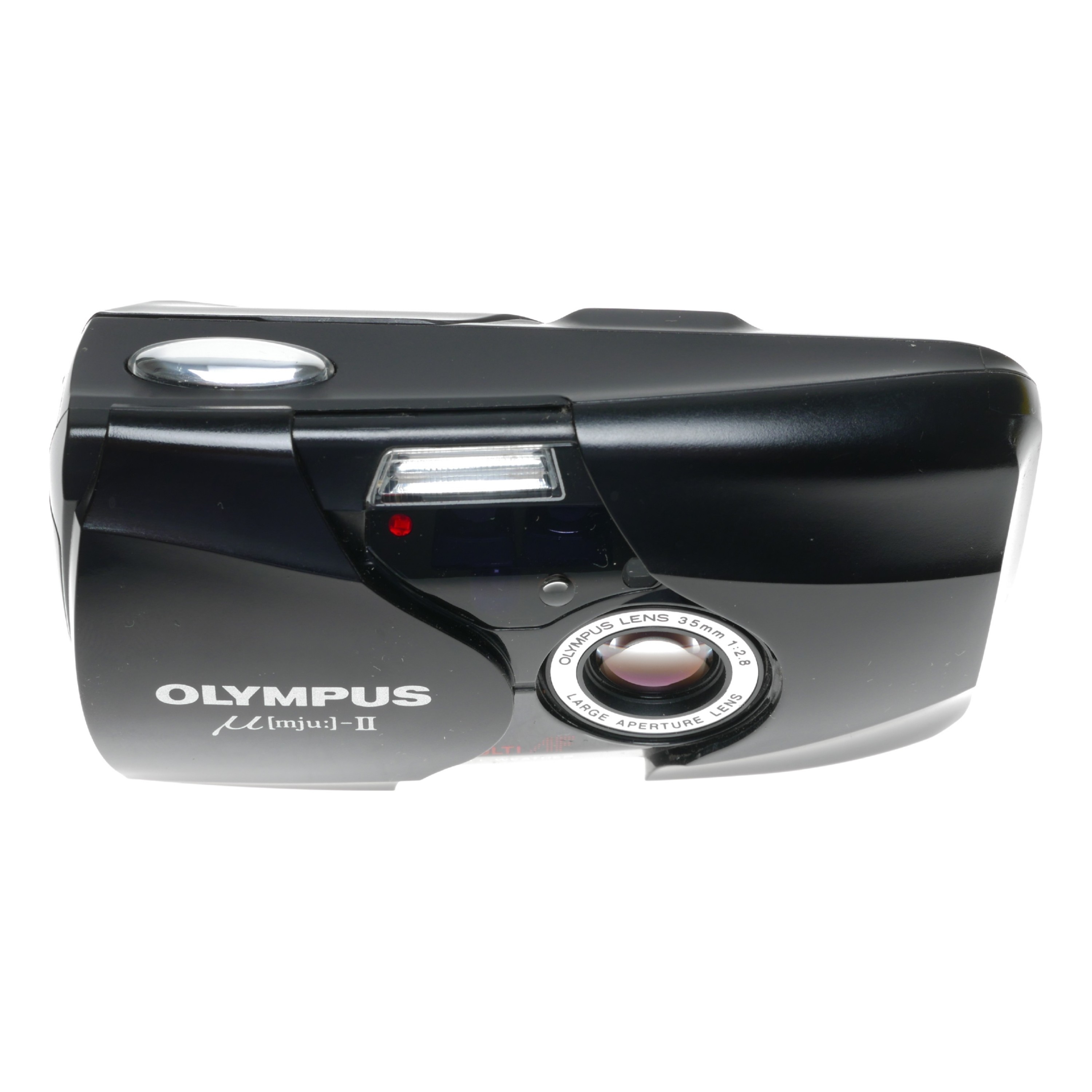 Black Olympus MJU-II compact antique 35mm film camera