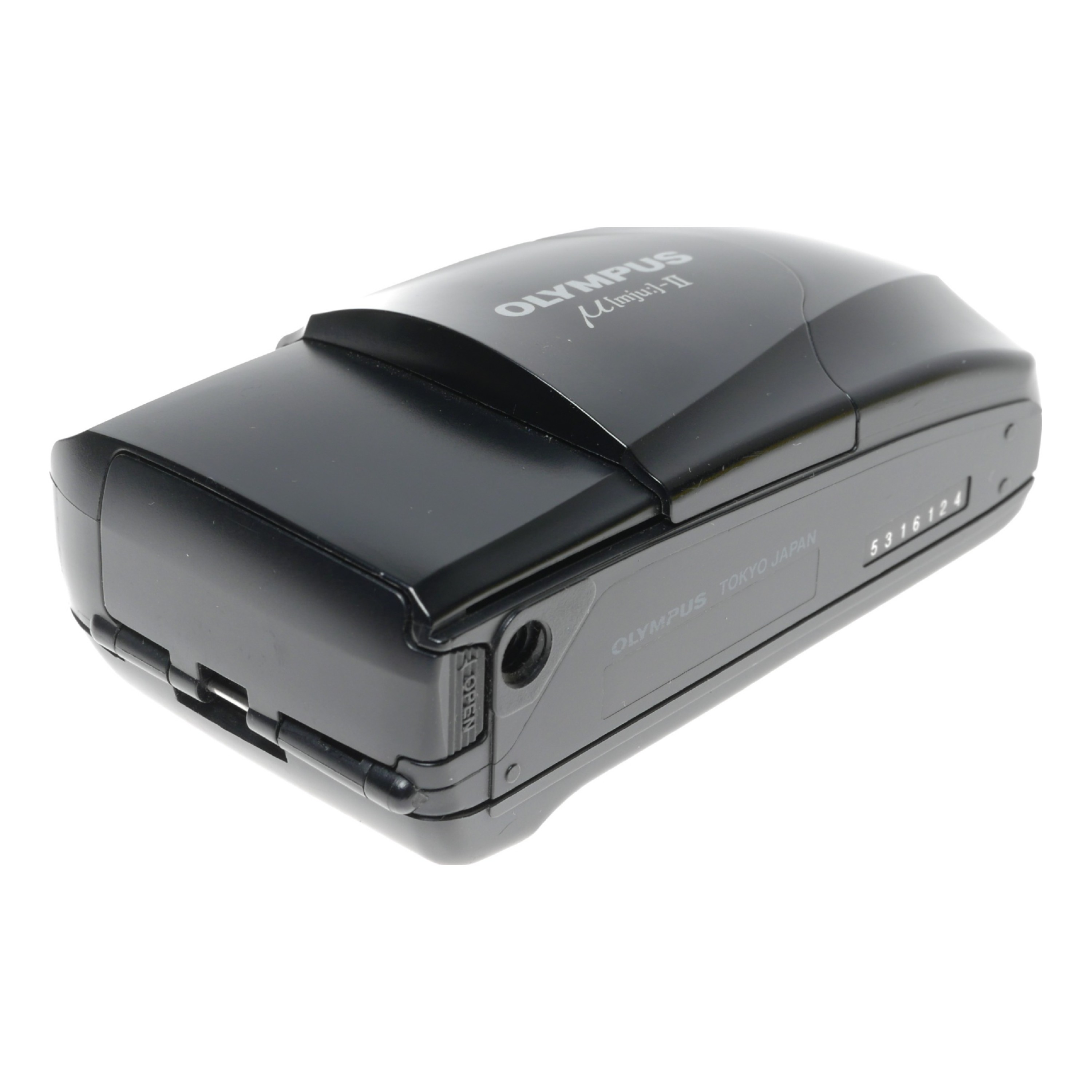 Black Olympus MJU-II compact antique 35mm film camera