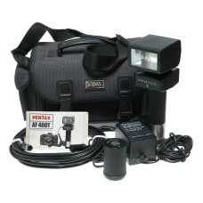 Pentax AF400T automatic electronic flash unit ac adapter II manual accessories