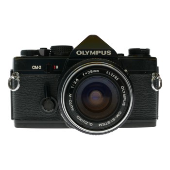 Olympus OM-2 SLR film camera 50mm 28mm 135mm auto lenses filters flash accessories