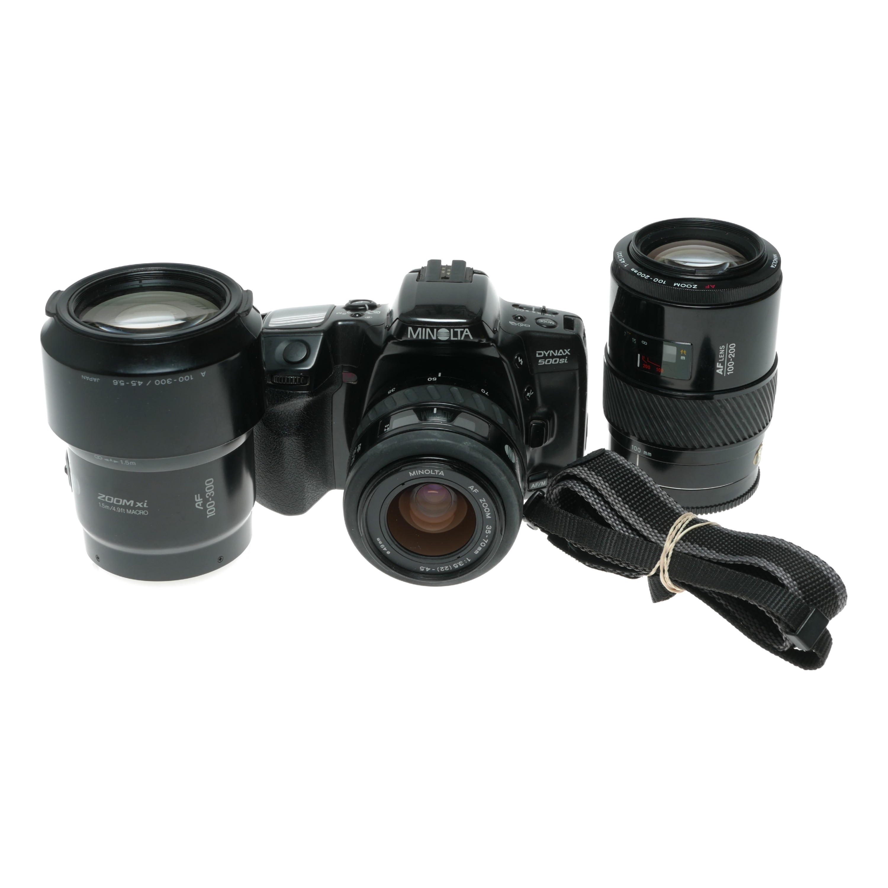 Minolta Dynax 500si 35mm film camera AF Zoom lenses 35-70 100-200