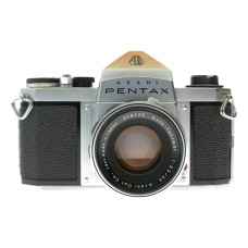 Pentax S3 35mm film SLR camera Auto Takumar 2.5/55 shade hood leather half case